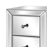 Modern and Contemporary Mirrored 3-Drawers Nightstand Bedside Table