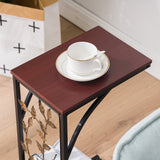 Iron Side Table Coffee Table Brown with leaf pattern