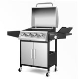 The 4 + 1 gas BBQ grill features 4 stainless steel burners and an side burner  - Silver