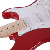 Glarry GST Maple Fingerboard Electric Guitar Bag Shoulder Strap Pick Whammy Bar Cord Wrench Tool Red
