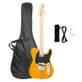 Glarry GTL Maple Fingerboard Electric Guitar Bag Strap Plectrum Connecting Wire Spanner Tool Transparent Yellow