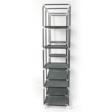 5-Layer 12-Compartment Non-woven Fabric Wardrobe Portable Closet Gray (133x46x170cm)