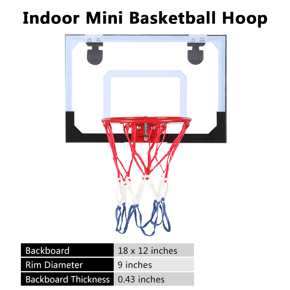 Wall Mount Clear Basketball Backboard with Basketball & Pump Maximum Applicable Ball Diameter 5" - LiamsBargains.co.uk