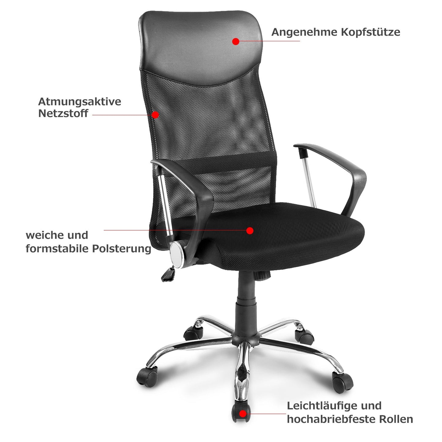 Office Black Desk Chair Home Office Chair Mesh Chair Adjustable Back Lumbar Support Ergonomic Task Chair Executive Computer Height Adjustable Swivel Desk Chair
