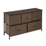 2-Tier Wide Closet Dresser, Nursery Dresser Tower With 5 Easy Pull Fabric Drawers And Metal Frame, Multi-Purpose Organizer Unit For Closets, Dorm Room, Living Room, Hallway - Brown
