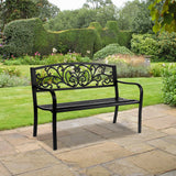 50" Iron Outdoor Courtyard Decoration Park Leisure Bench