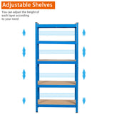 Garage Shed 5 Tier Racking Storage Shelving Units Boltless Heavy Duty Shelves - Blue