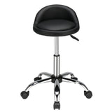 Semi PU leather Nylon wheels 150kg Black Technician's stool Round stool with small backrest Five star feet
