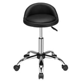 Semi PU leather Nylon wheels 150kg Black Technician's stool Round stool with small backrest Five star feet