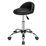 Semi PU leather Nylon wheels 150kg Black Technician's stool Round stool with small backrest Five star feet