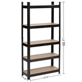 5 Tier Heavy Duty Metal Shelving Rack Unit Garage Storage Shelf Black UK