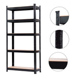 5 Tier Heavy Duty Metal Shelving Rack Unit Garage Storage Shelf Black UK