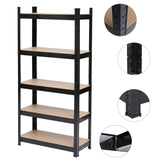 5 Tier Heavy Duty Metal Shelving Rack Unit Garage Storage Shelf Black UK