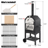 Outdoor Wood Fired Pizza Oven with Pizza Stone, Pizza Peel, Grill Rack,  for Backyard and Camping