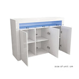 130cm White High Gloss 3 Doors Sideboard Buffet Cabinet Cupboard & RGB Light