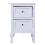 Country Style Two-Tier Night Table Large Size - White