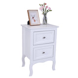 Country Style Two-Tier Night Table Large Size - White