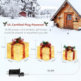 3pcs 10 Inch-8 Inch-6 Inch Golden Gift Box Garden Gift Box Decoration 5M Long Power Cord UK Gauge