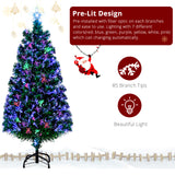 3ft Top With Stars Plastic Base PVC Material Optical Fiber Colorful And Color-Changing 85 Branches Christmas Tree Green