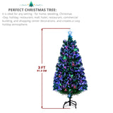 3ft Top With Stars Plastic Base PVC Material Optical Fiber Colorful And Color-Changing 85 Branches Christmas Tree Green