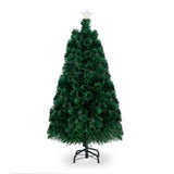 3ft Top With Stars Plastic Base PVC Material Optical Fiber Colorful And Color-Changing 85 Branches Christmas Tree Green