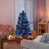 3ft Top With Stars Plastic Base PVC Material Optical Fiber Colorful And Color-Changing 85 Branches Christmas Tree Green