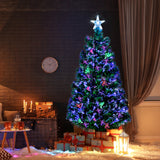 3ft Top With Stars Plastic Base PVC Material Optical Fiber Colorful And Color-Changing 85 Branches Christmas Tree Green