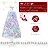 3ft Top With Stars Plastic Base PVC Material Optical Fiber Colorful And Color-Changing 85 Branches Christmas Tree White