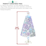 3ft Top With Stars Plastic Base PVC Material Optical Fiber Colorful And Color-Changing 85 Branches Christmas Tree White