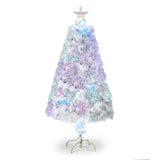 3ft Top With Stars Plastic Base PVC Material Optical Fiber Colorful And Color-Changing 85 Branches Christmas Tree White