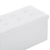 76*38*38cm Glossy Pull Point PVC MDF Foldable Storage Footstool White