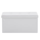 76*38*38cm Glossy Pull Point PVC MDF Foldable Storage Footstool White