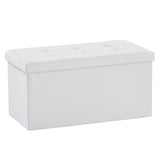 76*38*38cm Glossy Pull Point PVC MDF Foldable Storage Footstool White