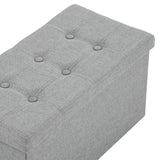 76*38*38cm Pull Point Linen MDF Foldable Storage Footstool  Light Grey