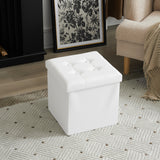 38*38*38cm Pull Point PVC MDF Foldable Storage Footstool White