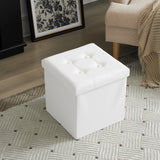 38*38*38cm Pull Point PVC MDF Foldable Storage Footstool White
