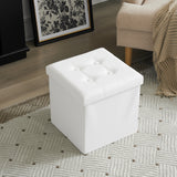 38*38*38cm Pull Point PVC MDF Foldable Storage Footstool White