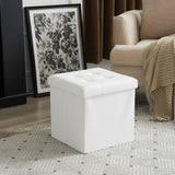 38*38*38cm Pull Point PVC MDF Foldable Storage Footstool White