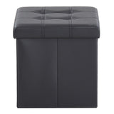 38*38*38cm Pull Point PVC MDF Foldable Storage Footstool Black