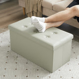 76*38*38cm Glossy Pull Point PVC MDF Foldable Storage Footstool Oak Gray