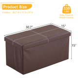 76*38*38cm Glossy With Lines PVC MDF Foldable Storage Footstool Dark Brown