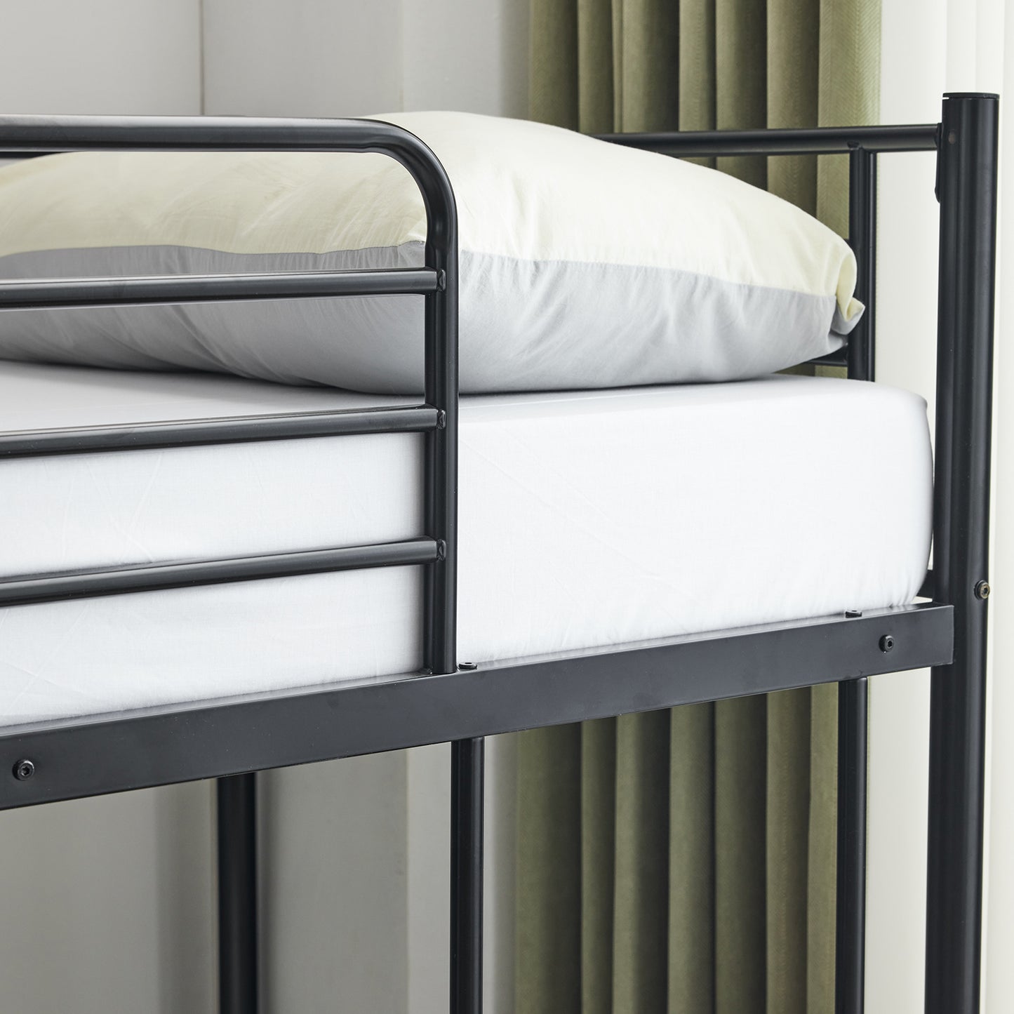 Metal Bunk Bed with Ladder for Kids Black