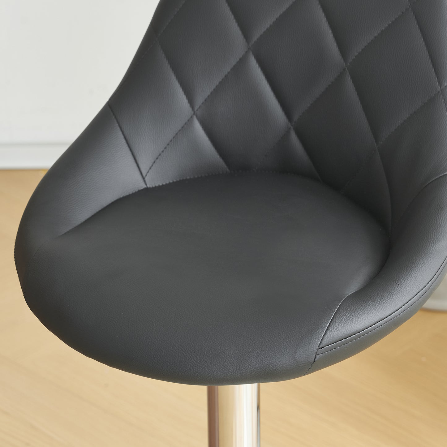 2pcs Adjustable High Type with Disk No Armrest Rhombus Backrest Design Bar Stools Black