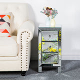 Modern and Contemporary Mirrored 3-Drawers Nightstand Bedside Table