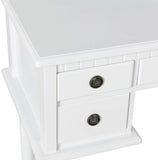 Elegant Dressing Tables with Tri-fold Mirror, Vanity Table Set with 5 Drawers, Lovely Makeup Table with Stool For Girls Women White