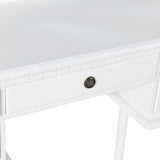 Elegant Dressing Tables with Tri-fold Mirror, Vanity Table Set with 5 Drawers, Lovely Makeup Table with Stool For Girls Women White