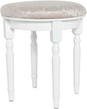 Elegant Dressing Tables with Tri-fold Mirror, Vanity Table Set with 5 Drawers, Lovely Makeup Table with Stool For Girls Women White