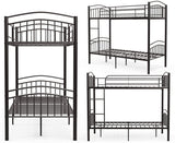 2 x 3FT Single Metal Bunk Beds Frame, Splits into 2 Beds, for Twins Kids Children Teenagers Adult Dormitory Bed - Black