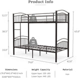 2 x 3FT Single Metal Bunk Beds Frame, Splits into 2 Beds, for Twins Kids Children Teenagers Adult Dormitory Bed - Black