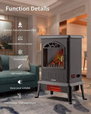 Electric Fireplace Stove Freestanding Stove Portable Indoor Space Heater 1000w/1500w with 1 Side Fire & Cold Touch Shell & Overheating and Dumping Protection & Temperature Control System